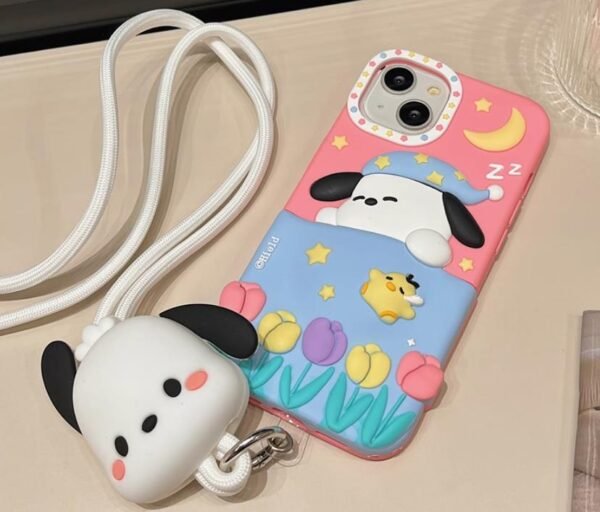 Cute Sleeping Dog case for iPhone14plus Silicone girl portable back cover