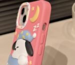 Cute Sleeping Dog case for iPhone14promax New back cover with Strap Women Stereoscopic Silicone cover