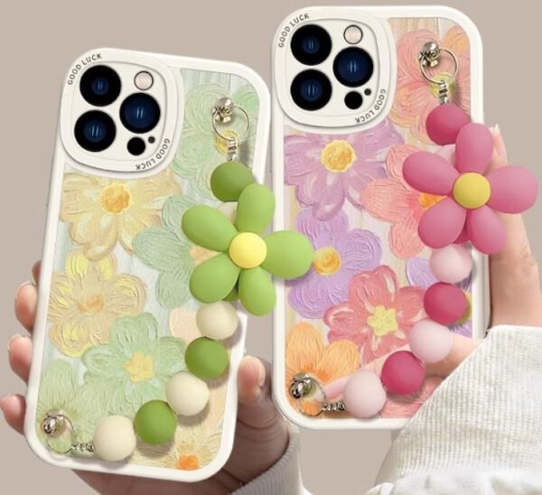 Phone Case with Flower handle for iPhone 14pro girl slim Protective back cover