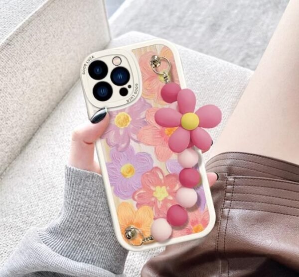 Phone Case with Flower handle for iPhone 14pro girl slim Protective back cover