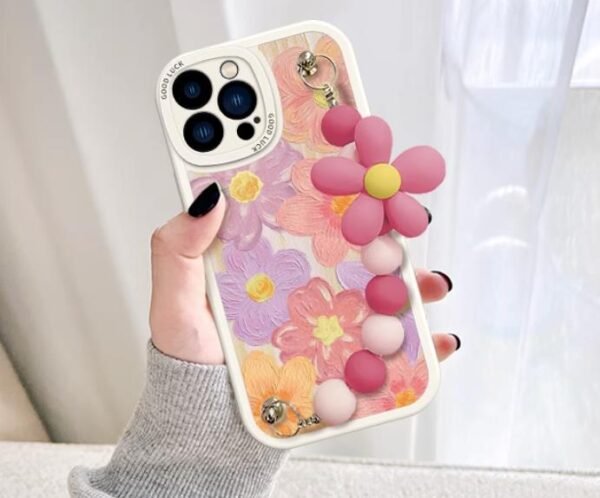 Phone Case with Flower handle for iPhone 14pro girl slim Protective back cover