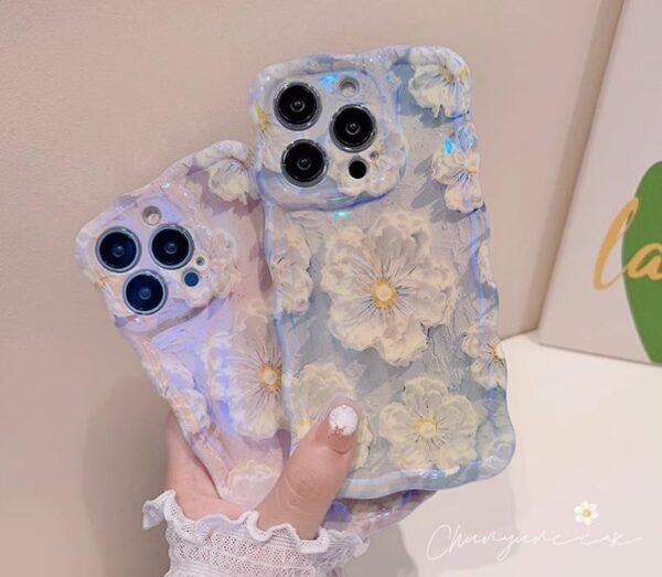 Flower pattern Case for iphone 14 Vintage Oil Painting with Hanging Cord Premium back cover