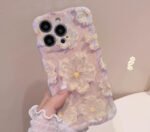 Flower pattern Case for iphone 14 Vintage Oil Painting with Hanging Cord Premium back cover