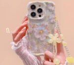 Flower pattern Case for iphone 14 Vintage Oil Painting with Hanging Cord Premium back cover