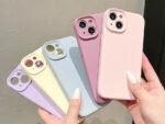 Liquid silicone case for iphone 14plus solid color soft elegant back cover