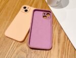 Liquid silicone cases for iphone 14promax solid color brief style popular soft back cover