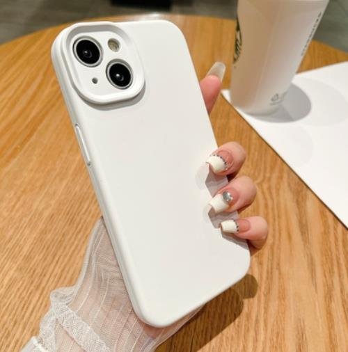 Liquid silicone case for iphone 14plus solid color soft elegant back cover