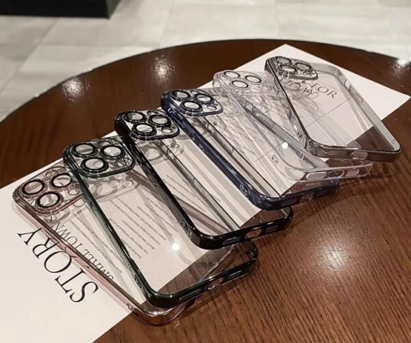 Transparent anti drop advanced feeling electroplated phone case for iphone 14 full coverage lens silicone ultra-thin