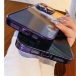 Transparent anti drop electroplated back cover for iphone 14pro full coverage silicone portable case
