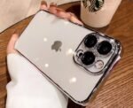 Transparent anti drop electroplated back cover for iphone 14pro full coverage silicone portable case