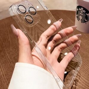 Transparent anti drop electroplated back cover for iphone 14pro full coverage silicone portable case