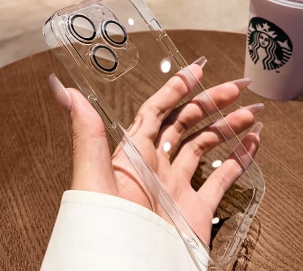 Transparent anti drop electroplated back cover for iphone 14pro full coverage silicone portable case