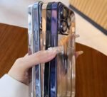 Transparent anti drop advanced feeling electroplated phone case for iphone 14 full coverage lens silicone ultra-thin