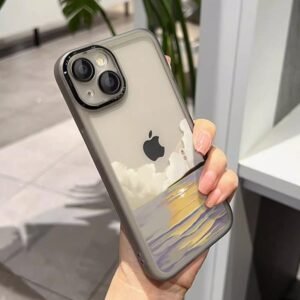 Premium case for iphone14plus Transparent Lighthouse Landscape pattern slim back cover