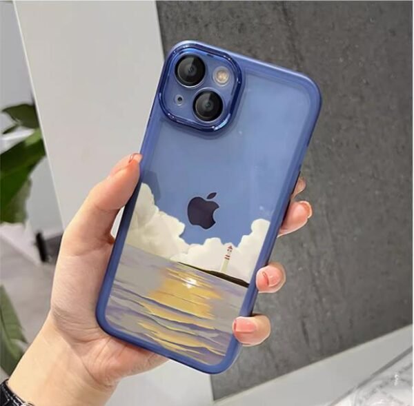Elegant case for iphone14pro Transparent Lighthouse Landscape pattern slim back covers