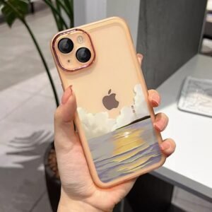 Slim case for iphone14promax Transparent Lighthouse Landscape couple back cover