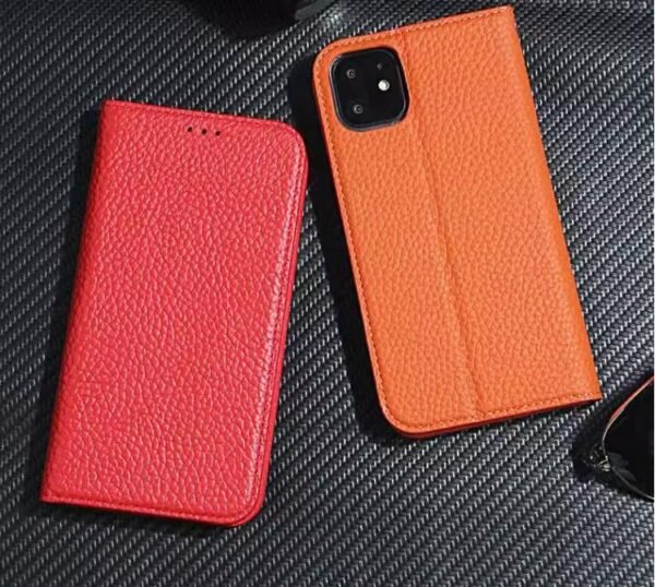 Genuine leather case for iPhone15pro max flip cover case men business style phone case