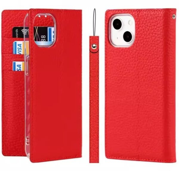 Genuine leather case for iPhone15pro max flip cover case men business style phone case