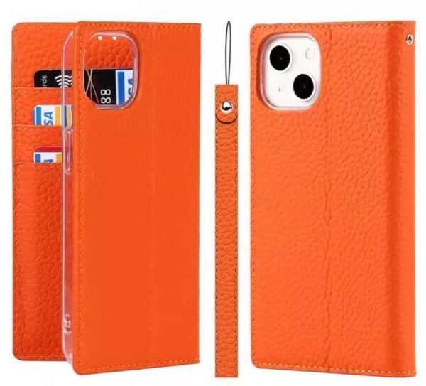 Genuine leather case for iPhone15pro flip cover case business style men phone cover