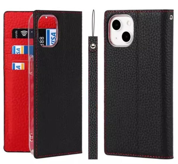 Genuine leather case for iPhone15pro max flip cover case men business style phone case