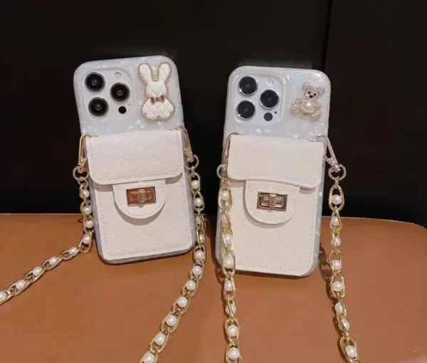 Phone Case with Card Bag for iphone 13pro Protective Silicone Anti Drop Soft 12PM Advanced Sense Women's Cute back cover