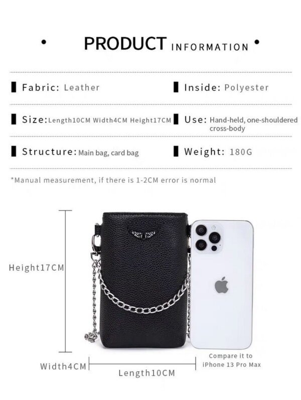 ZV34 ZADIG Women’s Leather Shoulder Bag Crossbody Bag Phone Bag Size10x17cm