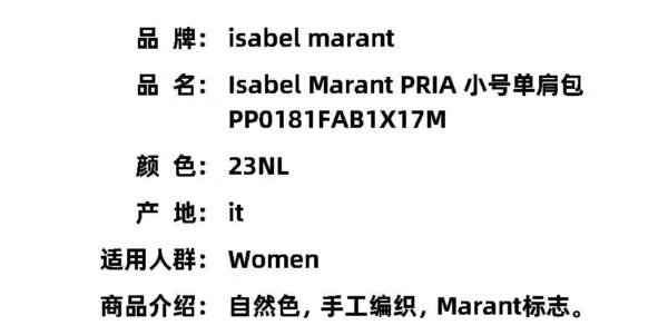 Isabel Marant bag pdd05 30x5x28cm